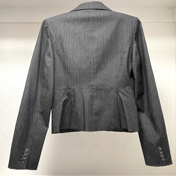 Ann Taylor LOFT pinstripe, one button blazer in charcoal gray Sz 2 - Picture 3 of 8